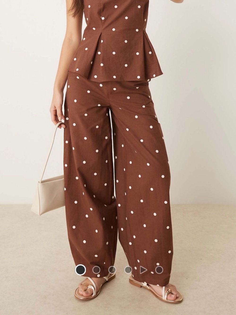 ASOS Brown Polka Dot Wide-Leg Jumpsuit